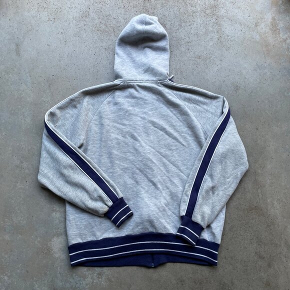 Vintage 1980’s Nike Gray Zip-up Hoodie Sweatshirt Striped Men’s L Retro Sporty - Picture 2 of 5